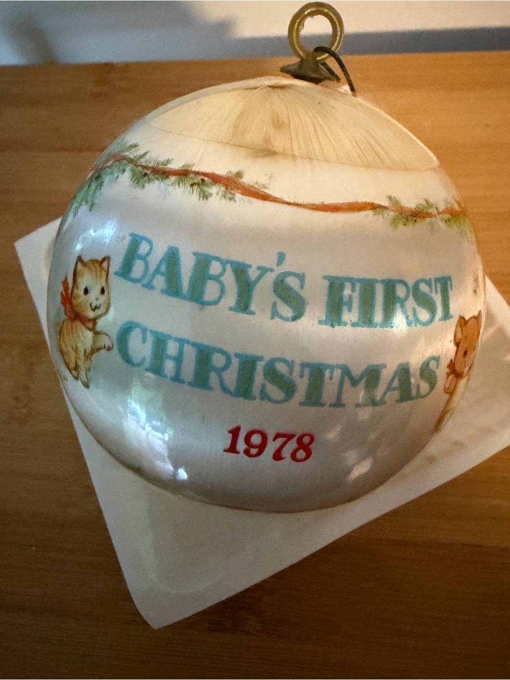 Baby's First Christmas 1978 Ornament. Hallmark Satin Bulb Holiday Ball. Vintage